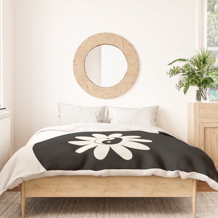 Yin Yang Flower in Black & White Duvet Cover Gallery Image 3