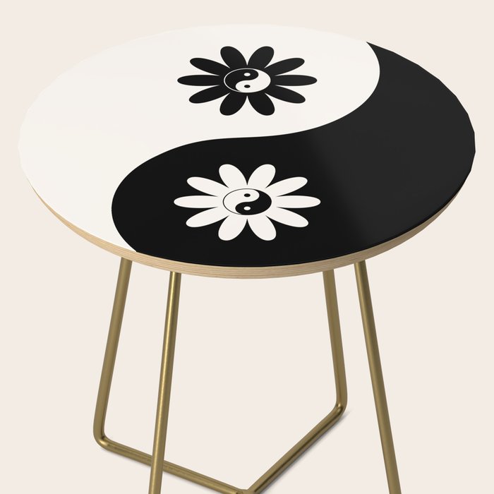 Yin Yang Flower in Black & White Side Table Gallery Image 2