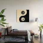 Yin Yang Flower in Black & White Wood Wall Art Gallery Image 2