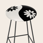 Yin Yang Flower in Black & White Stool Gallery Image 2