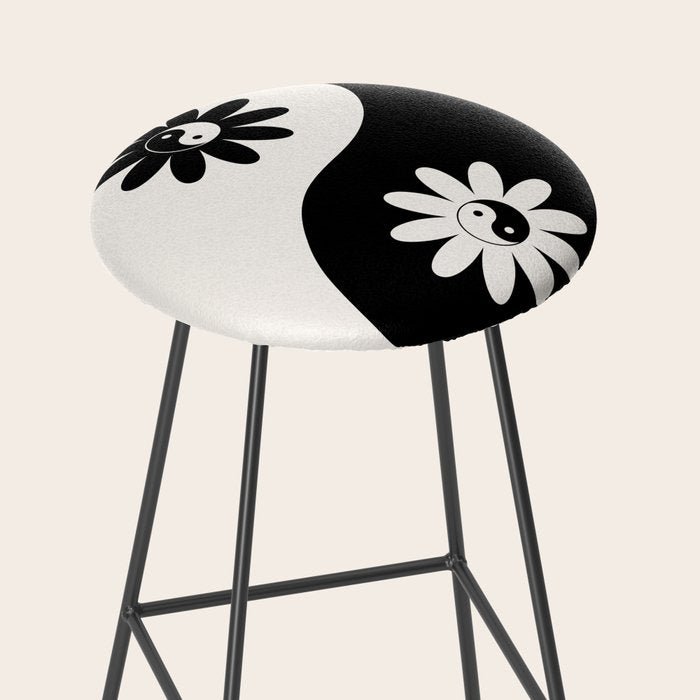 Yin Yang Flower in Black & White Stool Gallery Image 2