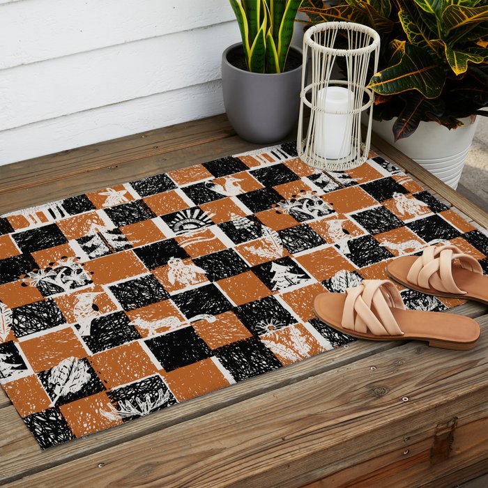 Black Forest check Outdoor Rug Gallery Image 2