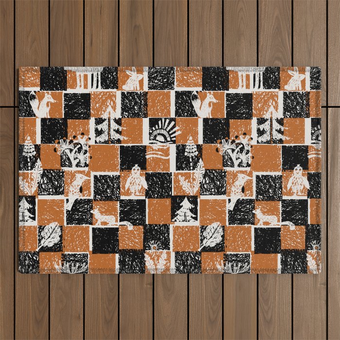 Black Forest check Outdoor Rug Gallery Image 1
