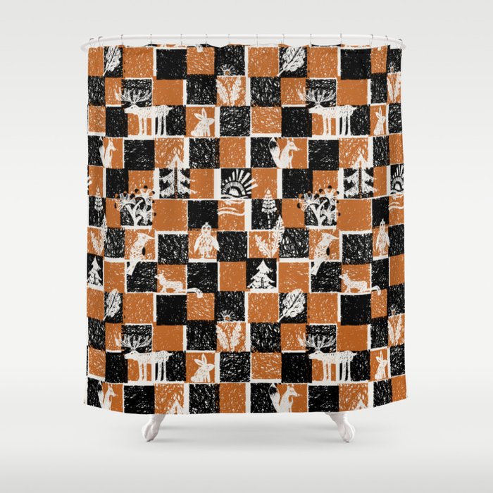 Black Forest check Shower Curtain Gallery Image 1