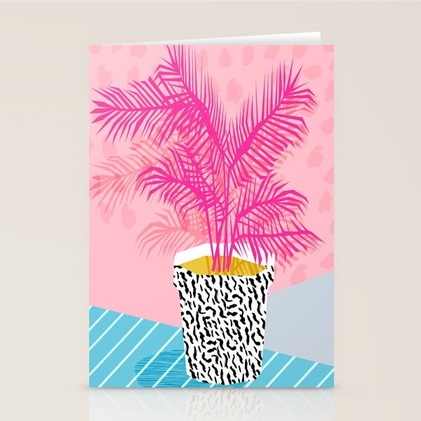 No Can Do - hipster abstract neon 1980s style memphis print palm springs socal los angeles desert Stationery Card Gallery Image 1
