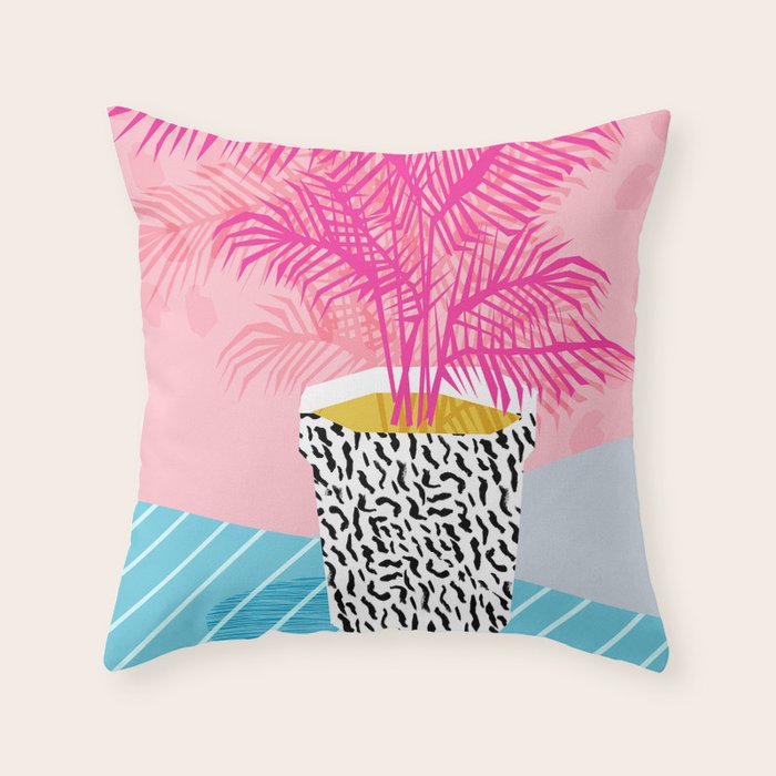 No Can Do - hipster abstract neon 1980s style memphis print palm springs socal los angeles desert Throw Pillow Gallery Image 1