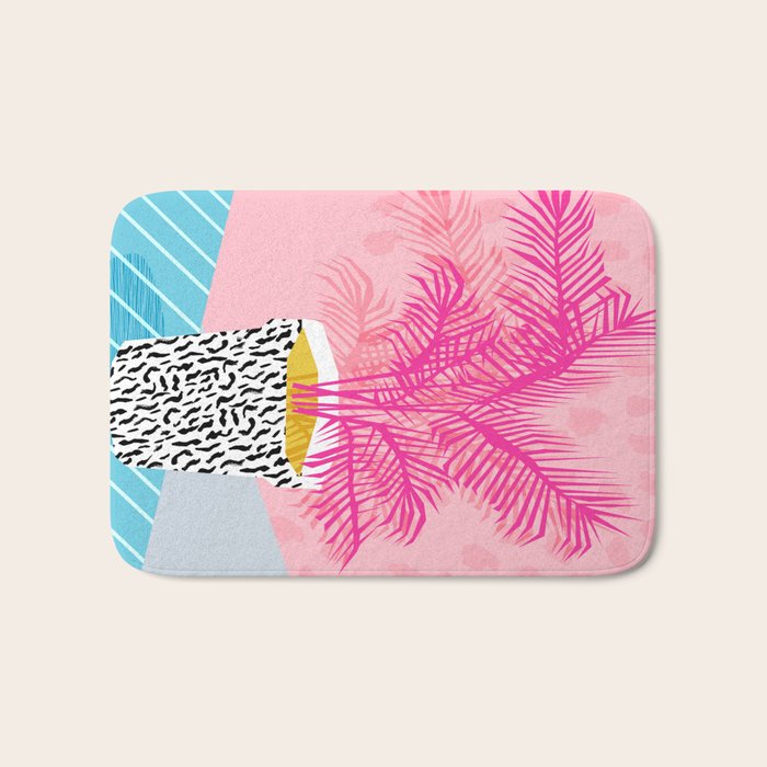 No Can Do - hipster abstract neon 1980s style memphis print palm springs socal los angeles desert Bath Mat Gallery Image 1