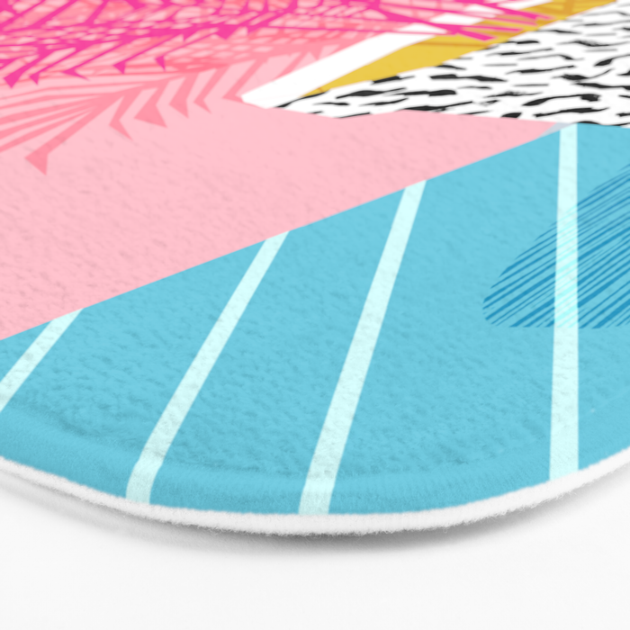 No Can Do - hipster abstract neon 1980s style memphis print palm springs socal los angeles desert Bath Mat Gallery Image 3
