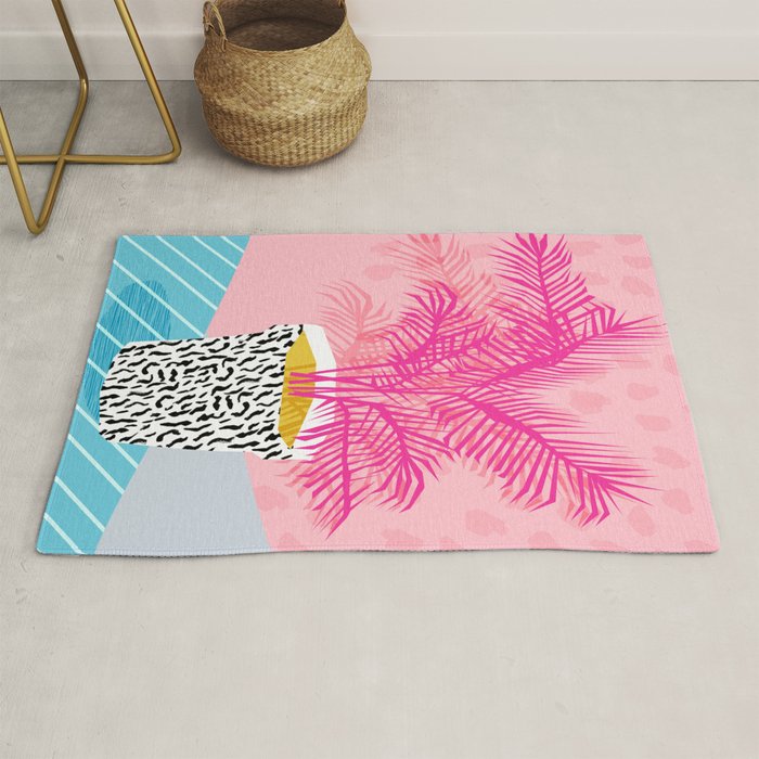 No Can Do - hipster abstract neon 1980s style memphis print palm springs socal los angeles desert Rug Gallery Image 1