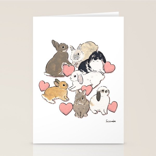 Hearts and bunnies Stationery Card Gallery Image 1