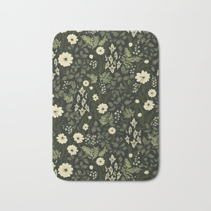 Woodland Nouveau Pattern Forest Green Bath Mat Gallery Image 1