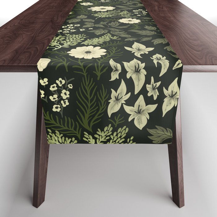 Woodland Nouveau Pattern Forest Green Table Runner Gallery Image 1