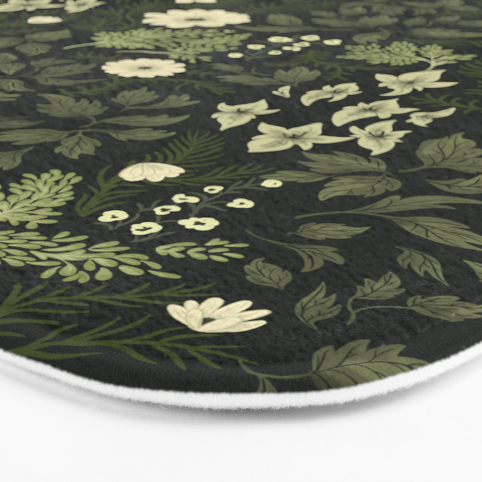 Woodland Nouveau Pattern Forest Green Bath Mat Gallery Image 3