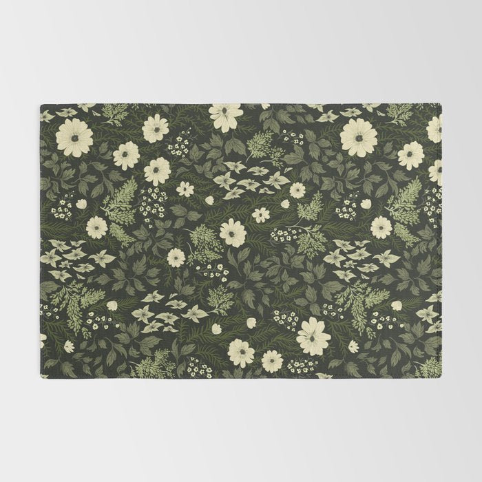 Woodland Nouveau Pattern Forest Green Rug Gallery Image 2