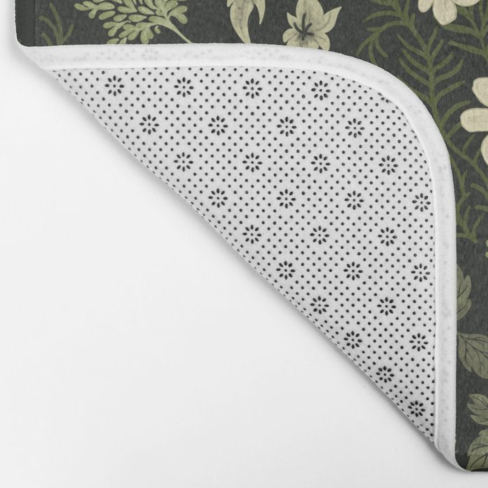 Woodland Nouveau Pattern Forest Green Bath Mat Gallery Image 2