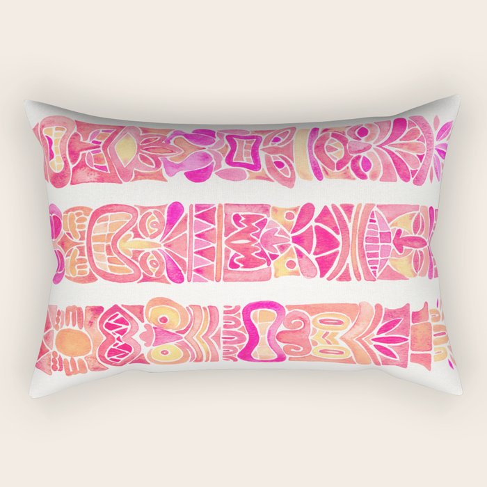 Tiki Totems - Pink Palette Rectangular Pillow Gallery Image 2