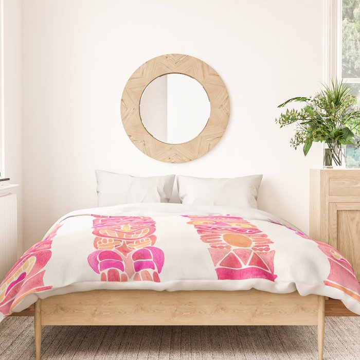 Tiki Totems - Pink Palette Duvet Cover Gallery Image 3