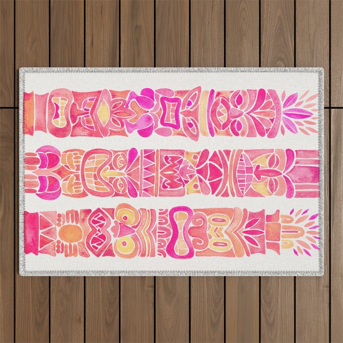 Tiki Totems - Pink Palette Outdoor Rug Gallery Image 1