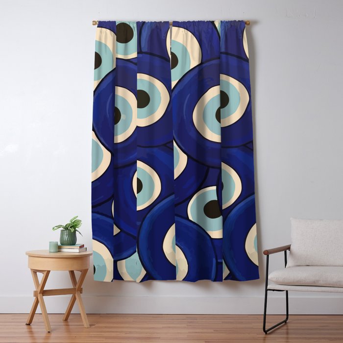 Watercolor Evil Eye Window Curtain Gallery Image 1