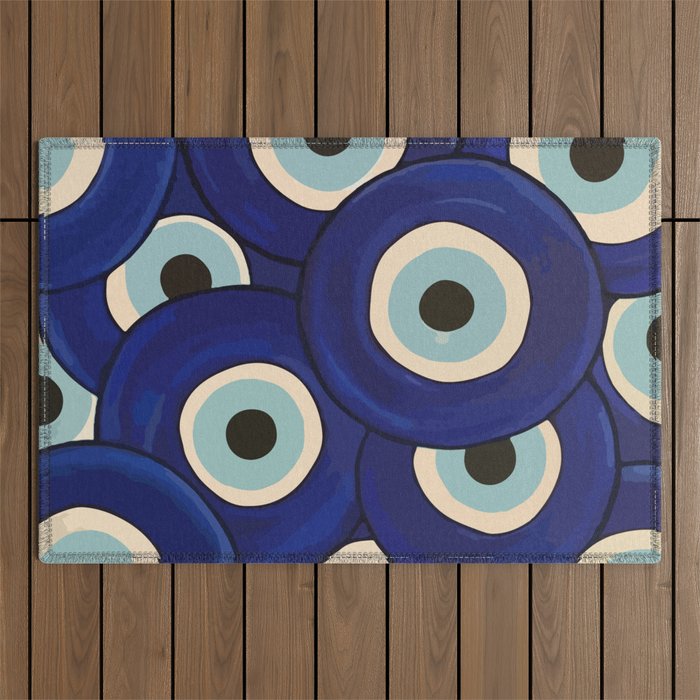 Watercolor Evil Eye Outdoor Rug Gallery Image 1