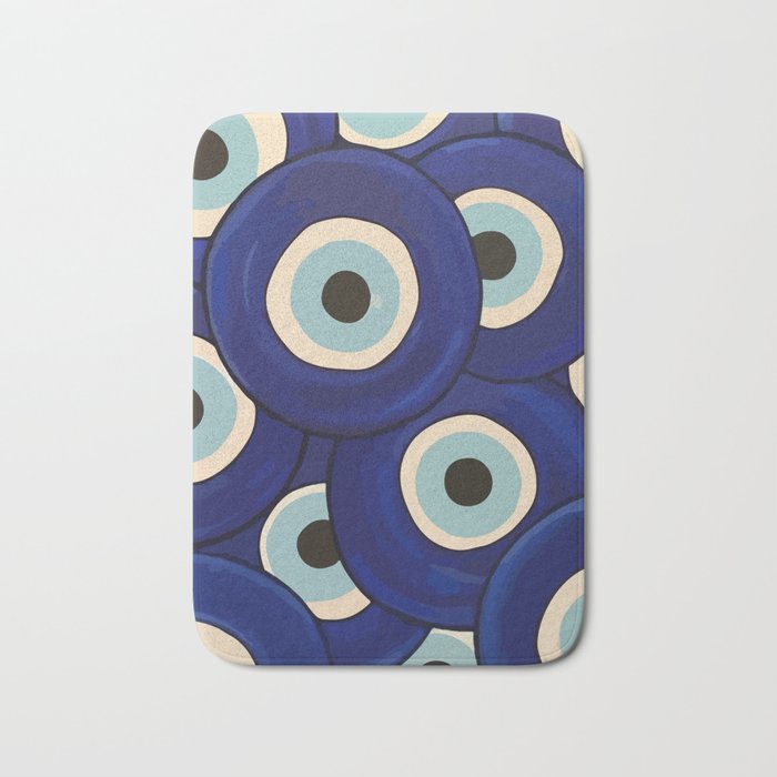 Watercolor Evil Eye Bath Mat Gallery Image 1