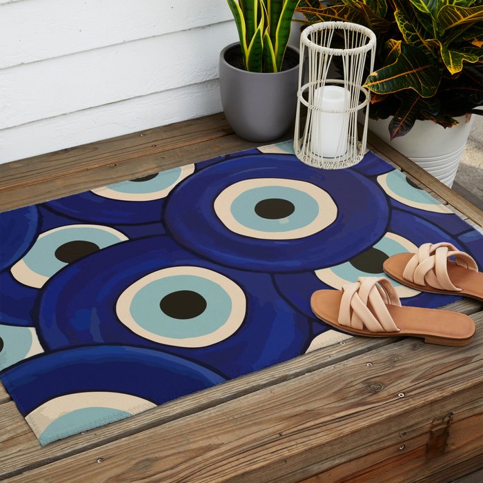 Watercolor Evil Eye Outdoor Rug Gallery Image 2