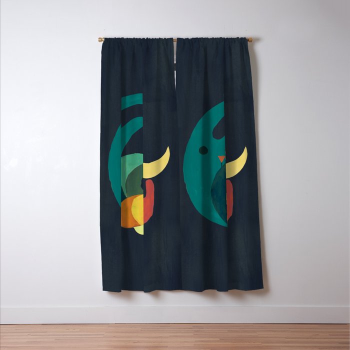 Rabbit and crescent moon Window Curtain Gallery Image 3