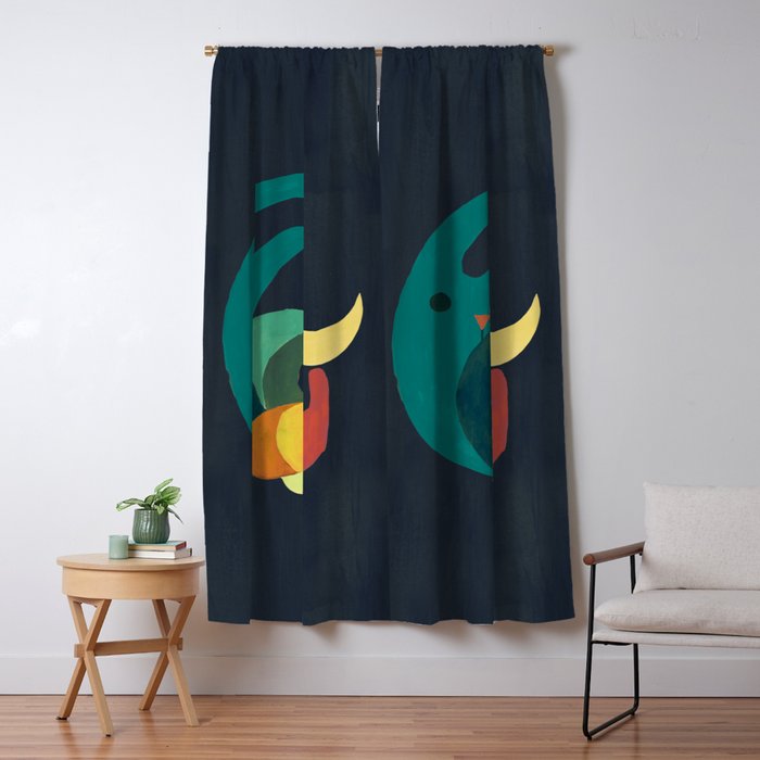 Rabbit and crescent moon Window Curtain Gallery Image 5