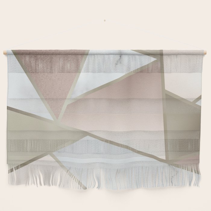 Geometric Art, Rose Gold, Blush Pink, Marble Prints Wall Hanging Gallery Image 1