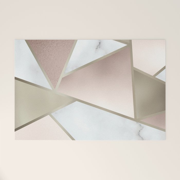 Geometric Art, Rose Gold, Blush Pink, Marble Prints Welcome Mat Gallery Image 1