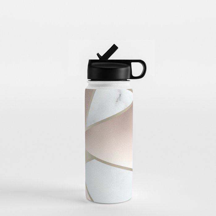Geometric Art, Rose Gold, Blush Pink, Marble Prints Water Bottle Gallery Image 1