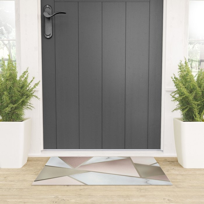 Geometric Art, Rose Gold, Blush Pink, Marble Prints Welcome Mat Gallery Image 3