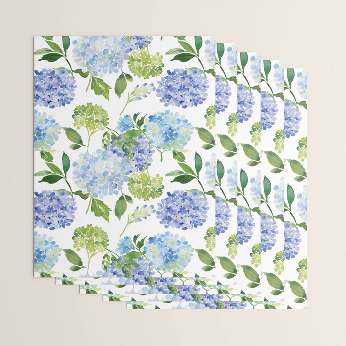 Blue Hydrangea Flowers Wrapping Paper Gallery Image 3