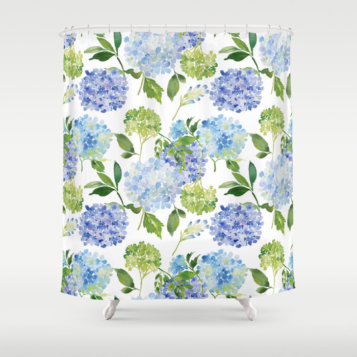 Blue Hydrangea Flowers Shower Curtain Gallery Image 1