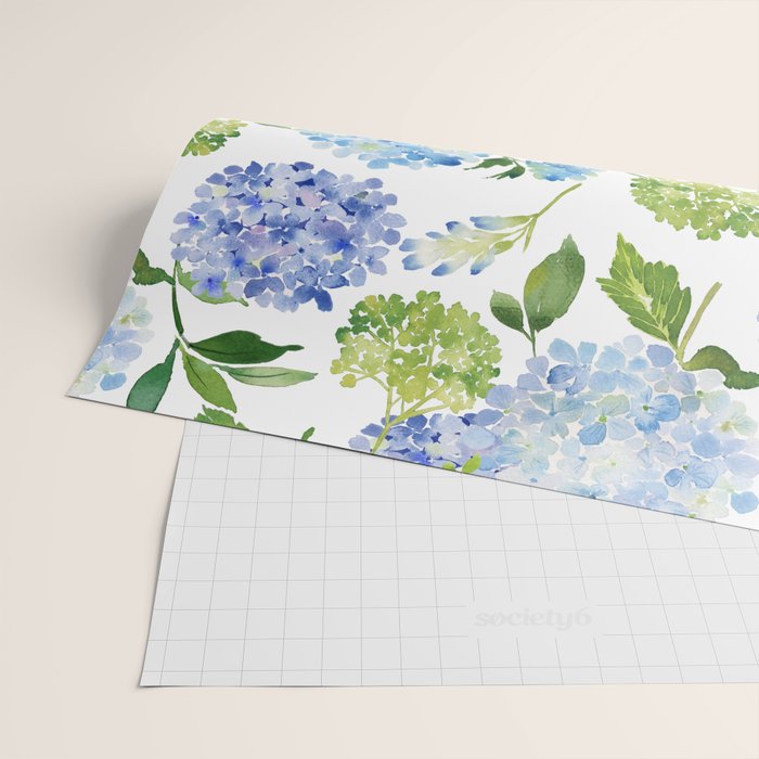 Blue Hydrangea Flowers Wrapping Paper Gallery Image 2