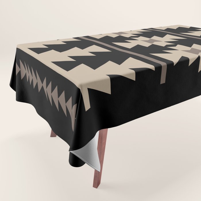 Southwestern Pattern 132 Black and Beige Tablecloth Gallery Image 1