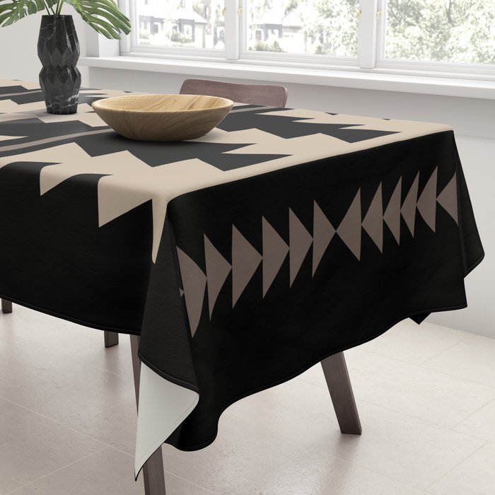 Southwestern Pattern 132 Black and Beige Tablecloth Gallery Image 3