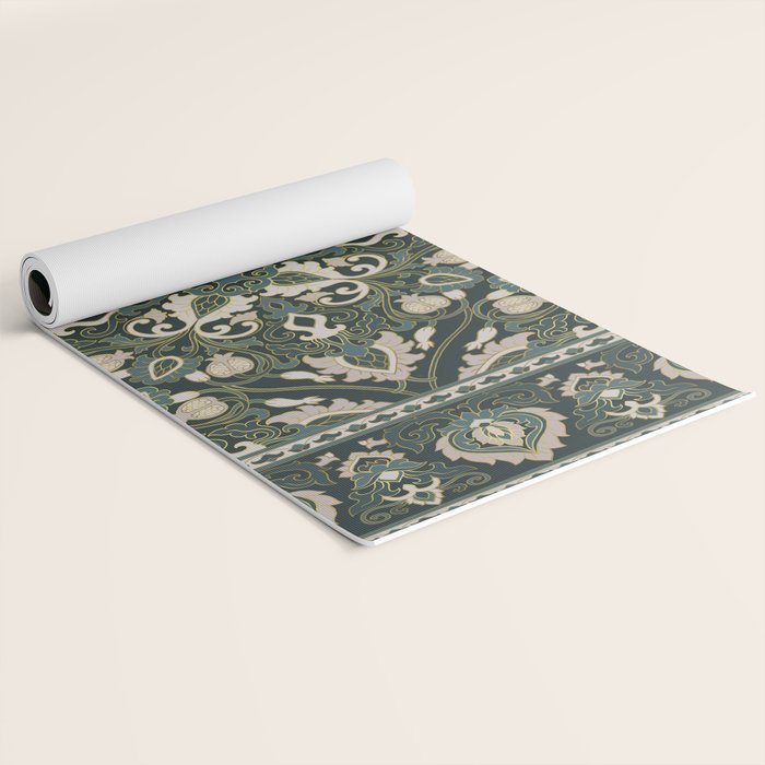 Ornamental Ethnic Bohemian Pattern VIII Emerald Gold Yoga Mat Gallery Image 2