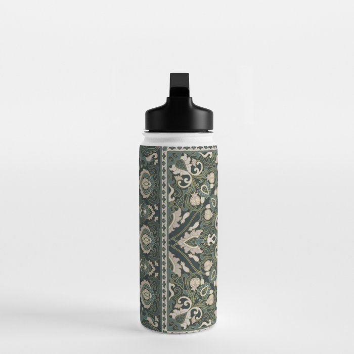 Ornamental Ethnic Bohemian Pattern VIII Emerald Gold Water Bottle Gallery Image 3