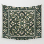 Ornamental Ethnic Bohemian Pattern VIII Emerald Gold Wall Tapestry Gallery Image 4