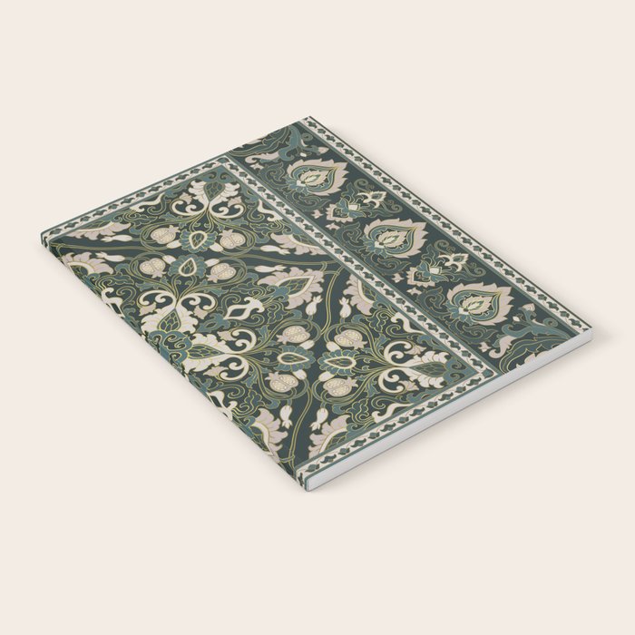 Ornamental Ethnic Bohemian Pattern VIII Emerald Gold Notebook Gallery Image 2