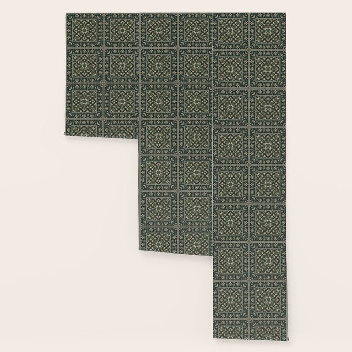 Ornamental Ethnic Bohemian Pattern VIII Emerald Gold Wallpaper Gallery Image 3
