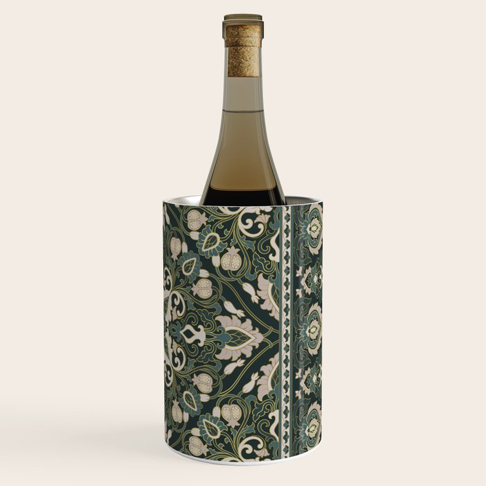 Ornamental Ethnic Bohemian Pattern VIII Emerald Gold Wine Chiller Gallery Image 3