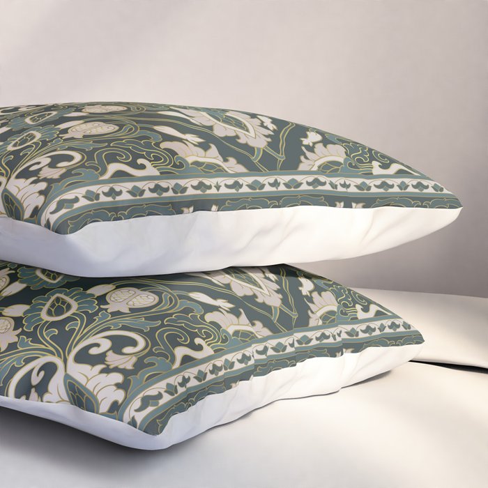 Ornamental Ethnic Bohemian Pattern VIII Emerald Gold Pillow Sham Gallery Image 3