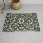 Ornamental Ethnic Bohemian Pattern VIII Emerald Gold Rug Gallery Image 1