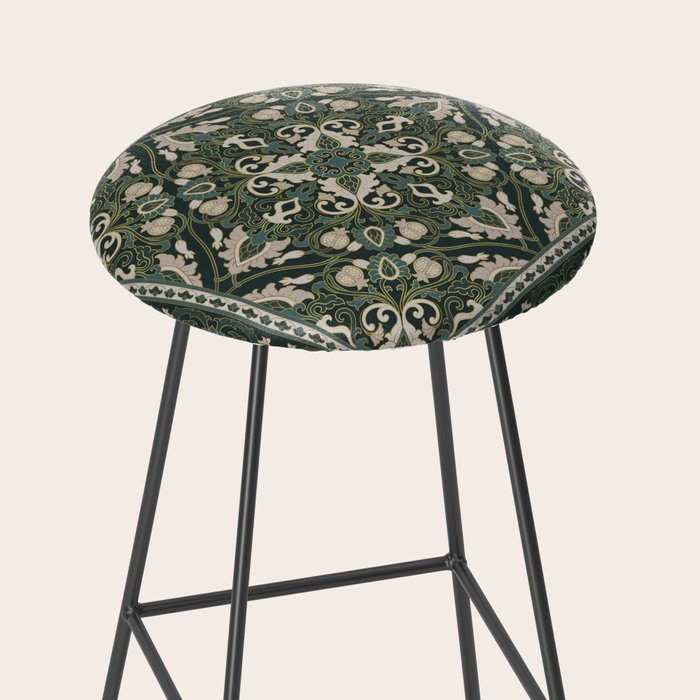Ornamental Ethnic Bohemian Pattern VIII Emerald Gold Stool Gallery Image 2