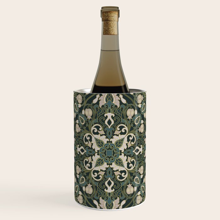 Ornamental Ethnic Bohemian Pattern VIII Emerald Gold Wine Chiller Gallery Image 1