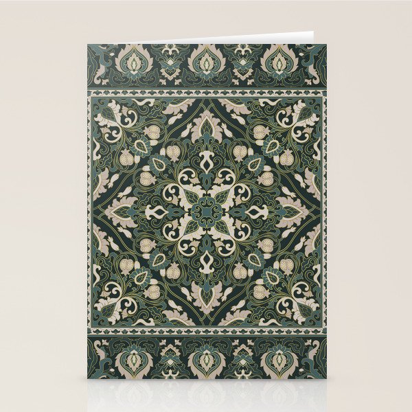Ornamental Ethnic Bohemian Pattern VIII Emerald Gold Stationery Card Gallery Image 2