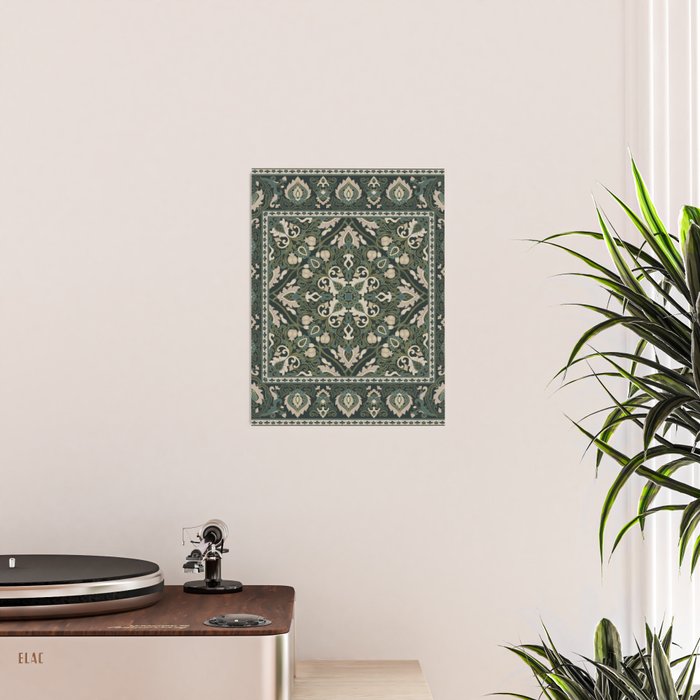 Ornamental Ethnic Bohemian Pattern VIII Emerald Gold Poster Gallery Image 2