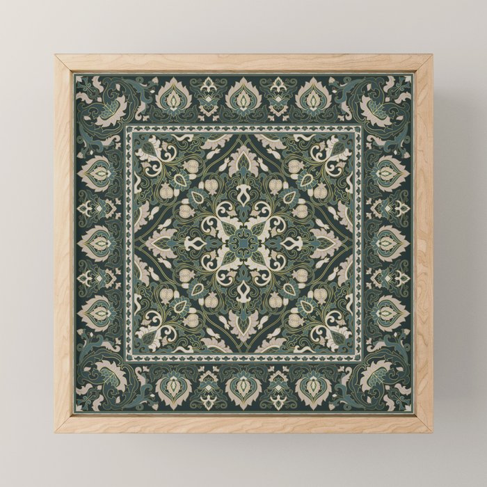 Ornamental Ethnic Bohemian Pattern VIII Emerald Gold Mini Art Print Gallery Image 1